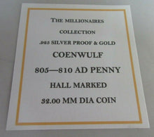 Load image into Gallery viewer, THE MILLIONAIRES COLLECTION COENWULF AD PENNY H-MARKED SILVER PROOF BOX/COA
