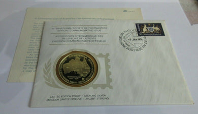 1976 Australia Nationhood INT'L Society of Postmasters Silver Proof Medal PNC