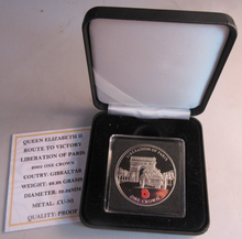 Load image into Gallery viewer, 2005 QEII LIBERATION OF PARIS PROOF GIBRALTAR 1 CROWN COIN BOX &amp; COA
