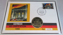 Load image into Gallery viewer, 1990 GERMAN RE-UNIFICATION PNC MARSHALL ISLANDS FIVE DOLLAR COIN COVER PNC
