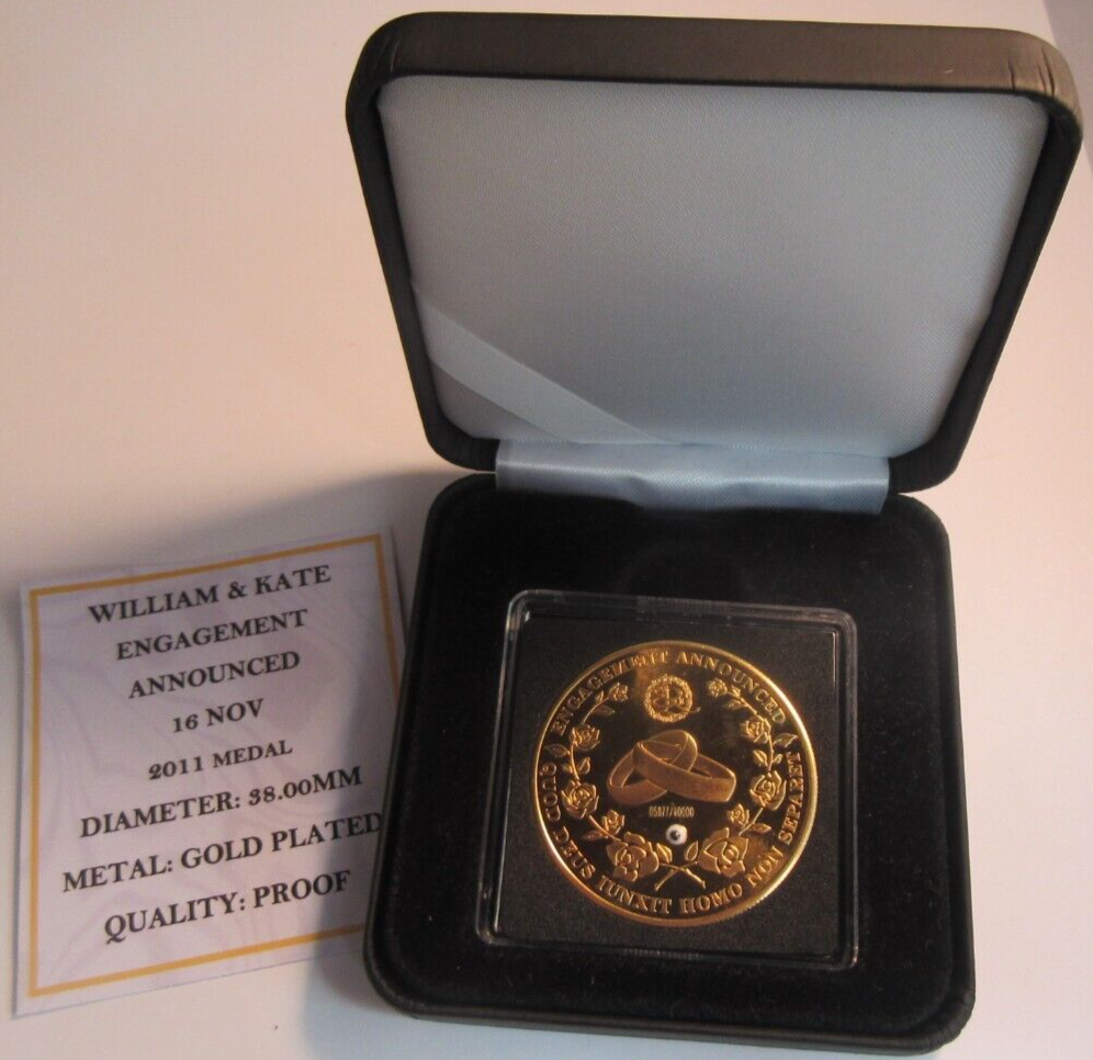 2010 HRH PRINCE WILLIAM & CATHERINE MIDDLETON ENGAGEMENT ANNOUNCED MEDAL BOX&COA