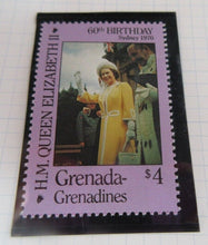 Load image into Gallery viewer, 1986 QUEEN ELIZABETH II 60TH BIRTHDAY GRENADA GRENADINES STAMPS &amp; ALBUM SHEET
