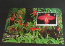 Load image into Gallery viewer, QUEEN ELIZABETH II JERSEY ORCHIDS V MINISHEET &amp; CLEAR FRONTED STAMP HOLDER
