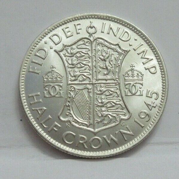 1945 GEORGE VI SILVER HALF CROWN SPINK REF 4080 UNC QUAD CAP BOXED WITH COA A2