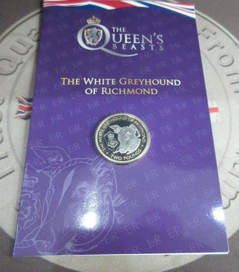 The White Greyhound of Richmond, 2021 Queen's Beasts RARE BIOT £2 Coin In Pack