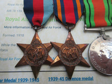 Load image into Gallery viewer, 5 MEDAL GROUP TO SGT TOWERS RAF LSGC BURMA STAR WAR MEDAL  &amp; RIBBON BAR

