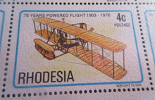 Load image into Gallery viewer, 1978 RHODESIA 75 YEARS POWERED FLIGHT 1903-1978 4C BLOCK 6 STAMPS MNH T/LIGHTS
