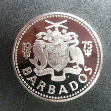 Load image into Gallery viewer, 1975 SILVER PROOF $5 SHELL FOUNTAIN IN BRIDGETOWN BARBADOS COIN JOHN PINCHES
