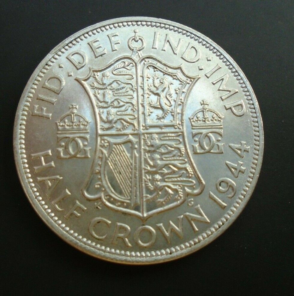 1944 KING GEORGE VI BARE HEAD 1 SILVER HALF CROWN ref SPINK 4080 A5