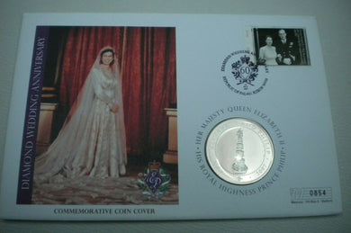 2007 DIAMOND WEDDING ANNIV THE WEDDING CAKE BUNC 1 DOLLAR COIN COVER PNC & COA