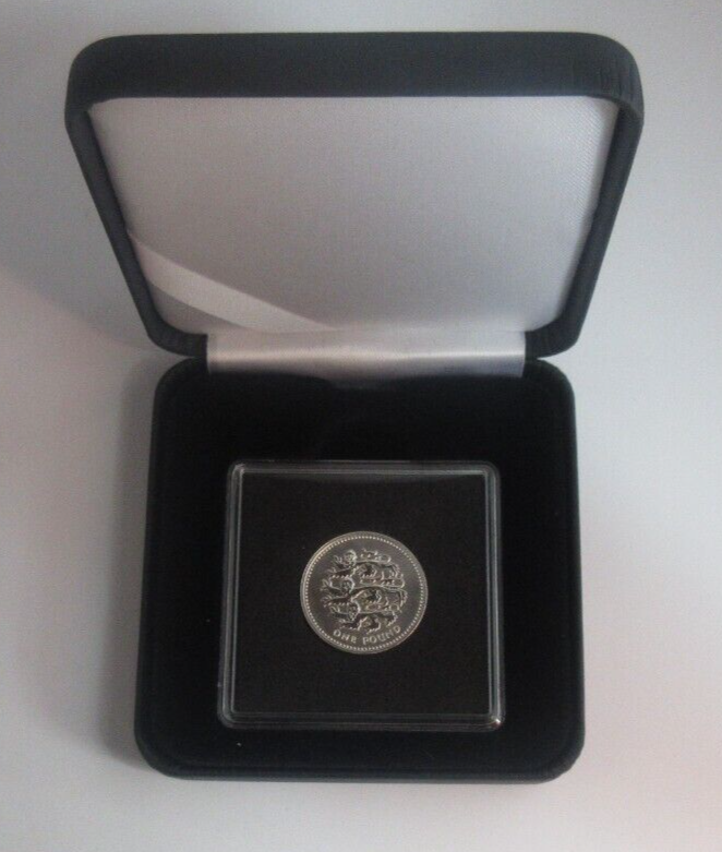 2002 3 Lions of England Silver Reverse Frosted UK Royal Mint £1 Coin Box + COA