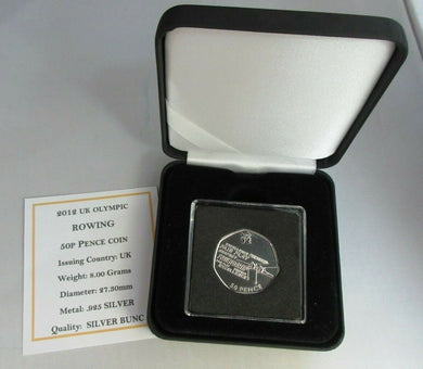 2012 UK OLYMPICS OLYMPIC ROWING 2011 50P FIFTY PENCE COIN BOX & COA