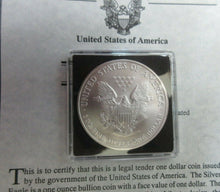 Load image into Gallery viewer, 1993 USA SILVER EAGLE 1 TROY OUNCE OF .999 SILVER BOX &amp; CERTIFICATE
