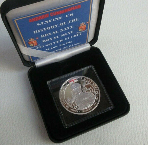 2005 HISTORY OF THE ROYAL NAVY ANDY CUNNINGHAM SILVER PROOF £5 COIN ROYAL MINT 1