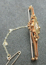 Load image into Gallery viewer, Beautiful Antique 15Ct Gold Diamond Set Bar Brooch With Safety Chain cased
