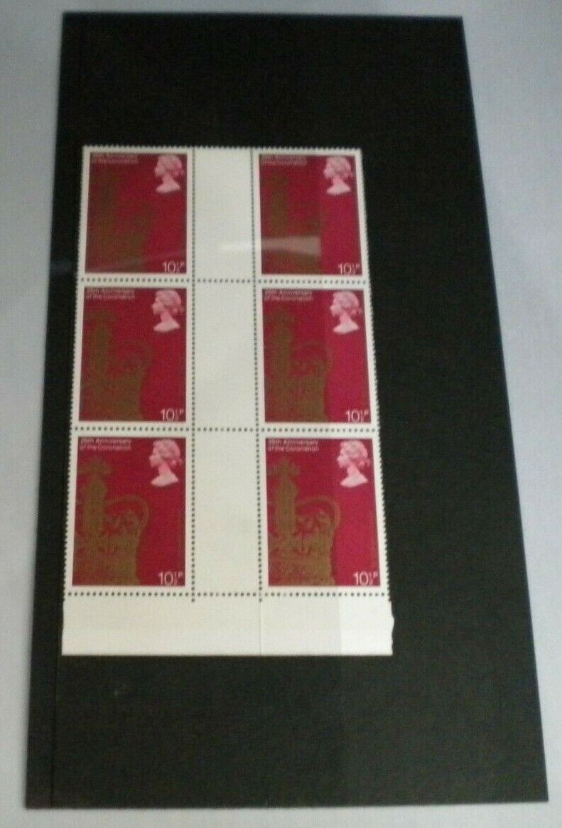 1978 ST EDWARDS CROWN 25TH ANNIV OF THE CORONATION 10 1/2p BLOCK OF 6 STAMPS MNH