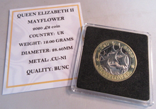 Load image into Gallery viewer, 2020 MAYFLOWER QEII BUNC £2 TWO POUND COIN WITH QUAD CAPSULE &amp; COA
