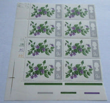 Load image into Gallery viewer, 1967 FLOWERS 9d BLOCK OF 8 STAMPS MNH WITH CLEAR FRONTED STAMP HOLDER
