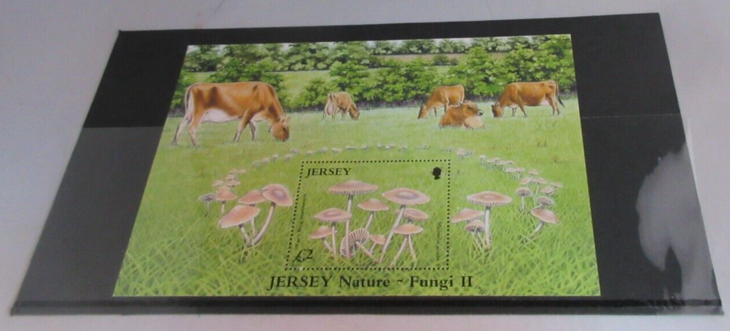 QUEEN ELIZABETH II JERSEY NATURE FUNGI II MINISHEET & STAMP HOLDER