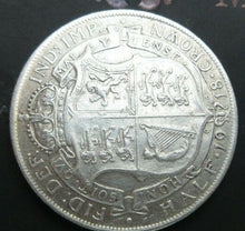 Load image into Gallery viewer, 1918 GEORGE V BARE HEAD FIRST COIN HALF 1/2 CROWN SPINK 4011 CROWNED SHIELD Cc6
