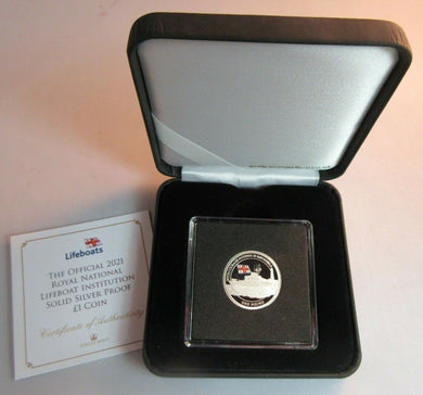 2021 ROYAL NATIONAL LIFEBOAT SOLID SILVER PROOF £1 ONE POUND COIN BOX & COA