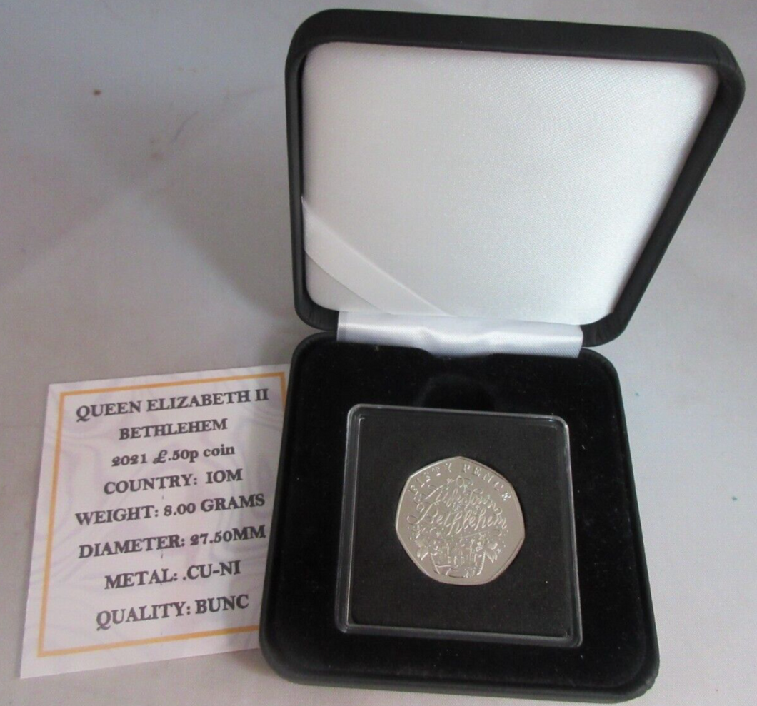 2020 CHRISTMAS 50P BETHLEHEM GUERNSEY BUNC FIFTY PENCE COIN BOX & COA