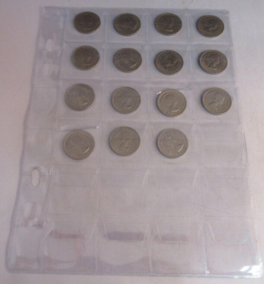 1953-1967 QUEEN ELIZABETH II SIXPENCE 6d FULL 15 COIN SET IN CLEAR FLIP