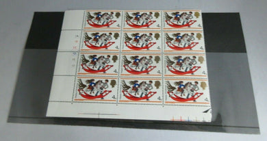 1968 HAPPY CHRISTMAS 4d BLOCK OF 12 STAMPS MNH