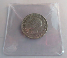 Load image into Gallery viewer, 1943 KING GEORGE VI BARE HEAD .500 SILVER aUNC ONE SHILLING COIN &amp; CLEAR FLIP S1
