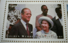 Load image into Gallery viewer, 1947-1997 THE GOLDEN WEDDING ANNIVERSARY QEII PP UGANDA 6 MNH STAMPS/INFO SHEET
