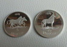 Load image into Gallery viewer, MALAWI CONSERVATION 1978 ROYAL MINT SILVER PROOF 5 &amp; 10 KWATCHA
