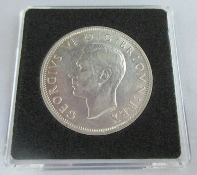 1945 GEORGE VI BARE HEAD COINAGE HALF 1/2 CROWN UNC IN QUADRANT CAPSULE