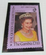 Load image into Gallery viewer, 1986 QUEEN ELIZABETH II 60TH BIRTHDAY THE GAMBIA STAMPS &amp; ALBUM SHEET
