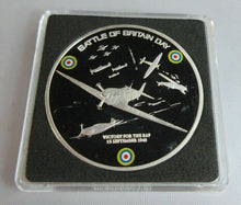 Load image into Gallery viewer, 2010 BATTLE OF BRITAIN SUPERMARINE SPITFIRE SILVER PLATED PROOF MEDAL COA &amp; BOX
