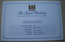 Load image into Gallery viewer, 2011 ROYAL WEDDING WILLIAM &amp; CATHERINE 29 APRIL 2011 FIJI MINIATURE SHEET MNH
