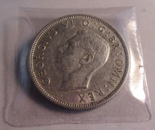 Load image into Gallery viewer, 1945 KING GEORGE VI EF+ .500 FLORIN TWO SHILLINGS WITH PROTECTIVE CLEAR FLIP
