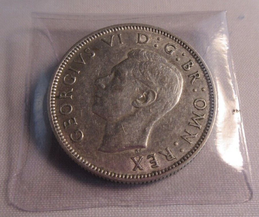 1945 KING GEORGE VI EF+ .500 FLORIN TWO SHILLINGS WITH PROTECTIVE CLEAR FLIP