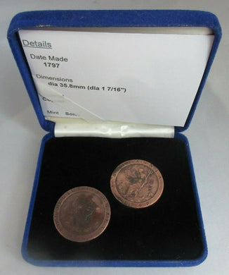 1797 CARTWHEEL PENNY SET OF TWO COINS KING GEORGE III SOHO MINT BOXED