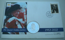 Load image into Gallery viewer, 1952-2002 THE QUEEN&#39;S GOLDEN JUBILEE BUNC £2 CROWN FIRST DAY COIN COVER PNC
