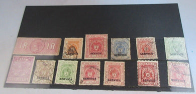 QUEEN VICTORIA INDIA STAMPS 1 RUPEE - 1/4 ANNA IN CLEAR FRONTED STAMP HOLDER