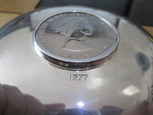 Load image into Gallery viewer, 1974 CHURCHILL STIRLING SILVER DISH 100 MM 78 GRAMS WITH HIS WIFES SIGNITURE
