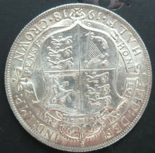 Load image into Gallery viewer, 1918 GEORGE V BARE HEAD FIRST COIN HALF 1/2 CROWN SPINK 4011 CROWNED SHIELD Cc2
