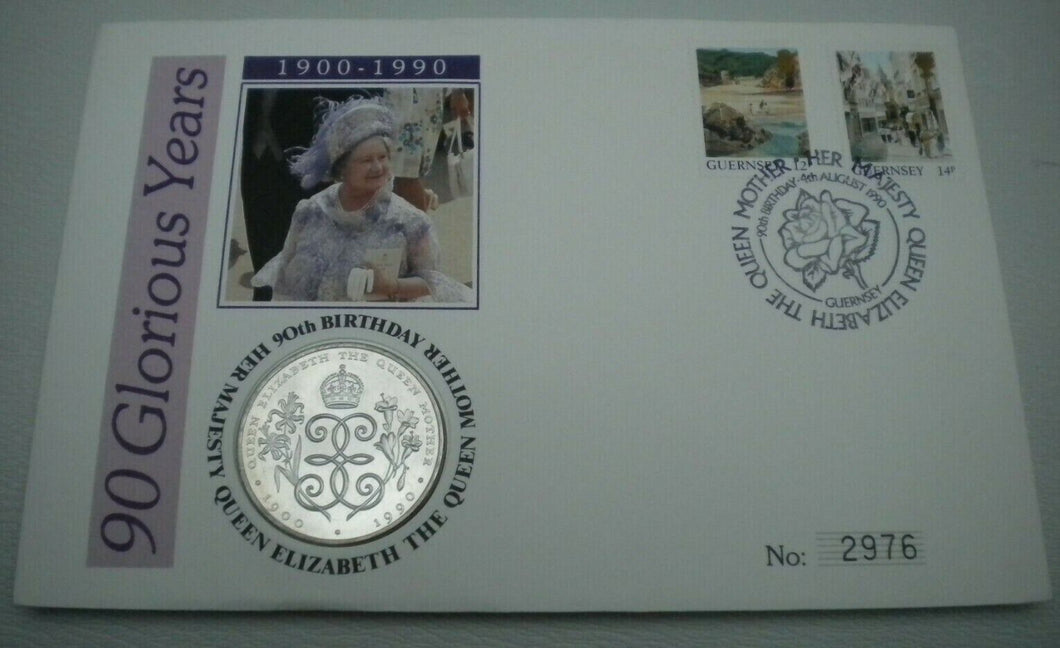 1990 90TH BIRTHDAY OF HM QUEEN ELIZABETH THE QUEEN MOTHER BUNC £2 COIN COVER PNC