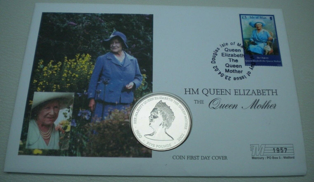 2002 QUEEN ELIZABETH THE QUEEN  MOTHER GUERNSEY £5 CROWN FIRSTDAY COIN COVER PNC