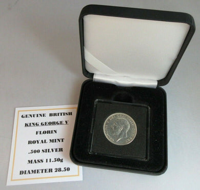 1936 KING GEORGE VI  .500 SILVER FLORIN TWO SHILLINGS WITH QUAD CAP, BOX & COA