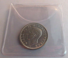 Load image into Gallery viewer, 1937 KING GEORGE VI BARE HEAD .500 SILVER aUNC ONE SHILLING COIN &amp; CLEAR FLIP S1
