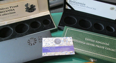 ROYAL MINT UK Britannia Collection Silver Proof Four 4 Coin Empty Box FROM 1997
