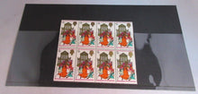 Load image into Gallery viewer, 1968 HAPPY CHRISTMAS BLOCK OF 8 9d STAMPS MNH WITH CLEAR FRONTED STAMP HOLDER
