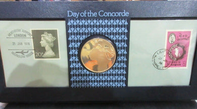 1976 Day of the Concorde Hallmarked 1oz 22CT GOLD ON Silver MEDAL JOHN PINCHES