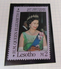 Load image into Gallery viewer, 1986 QUEEN ELIZABETH II 60TH BIRTHDAY LESOTHO STAMPS &amp; ALBUM SHEET
